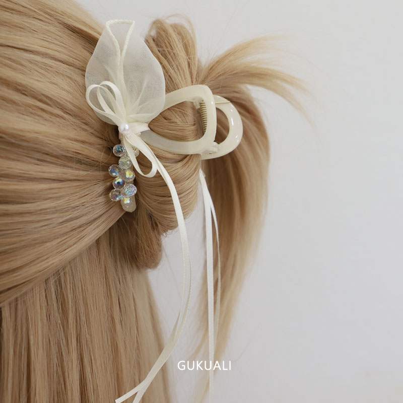 GUKUALI原创网纱花朵弹簧夹