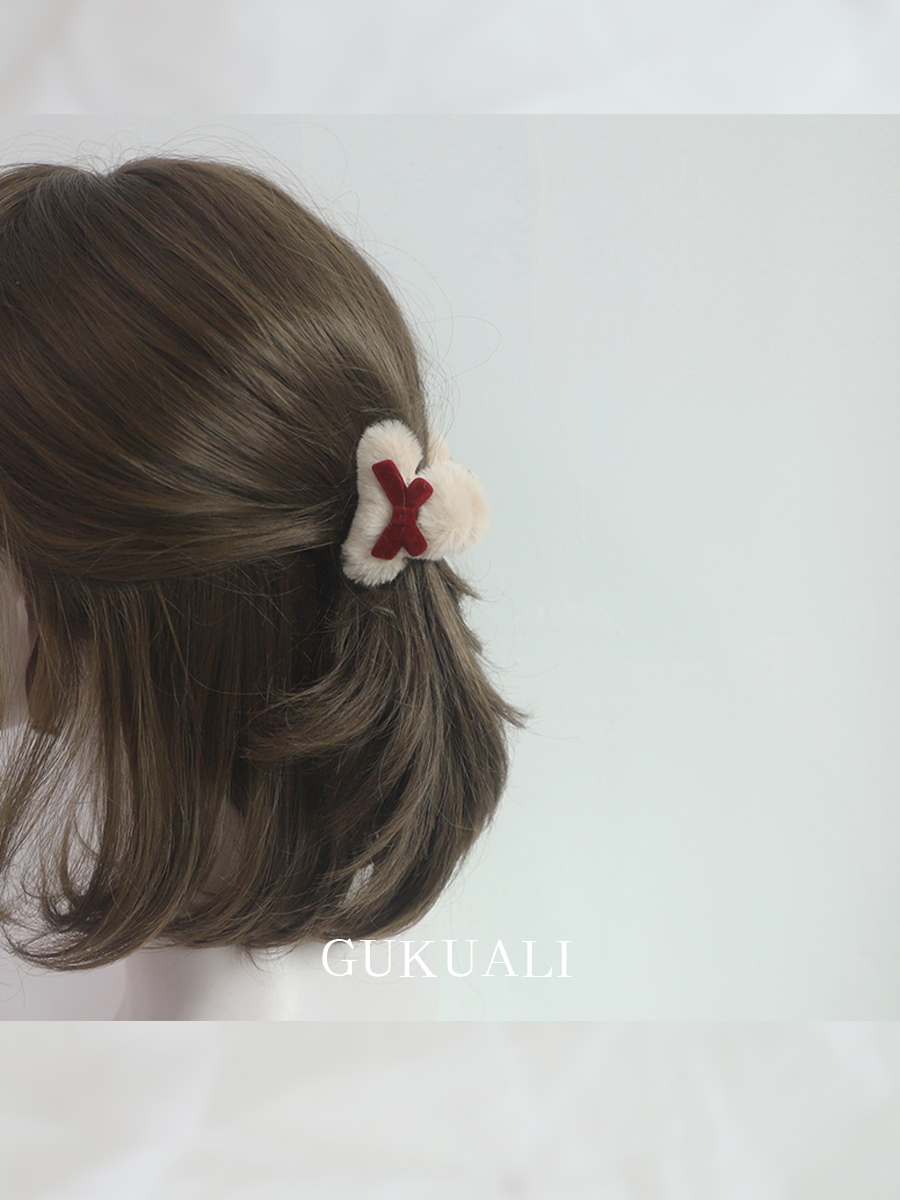 GUKUALI蝴蝶结毛绒抓夹