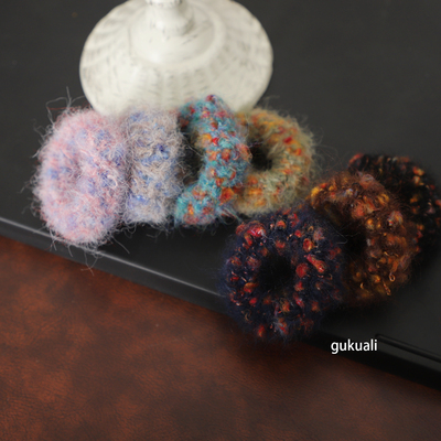 GUKUALI多色手工编织毛线圈发饰