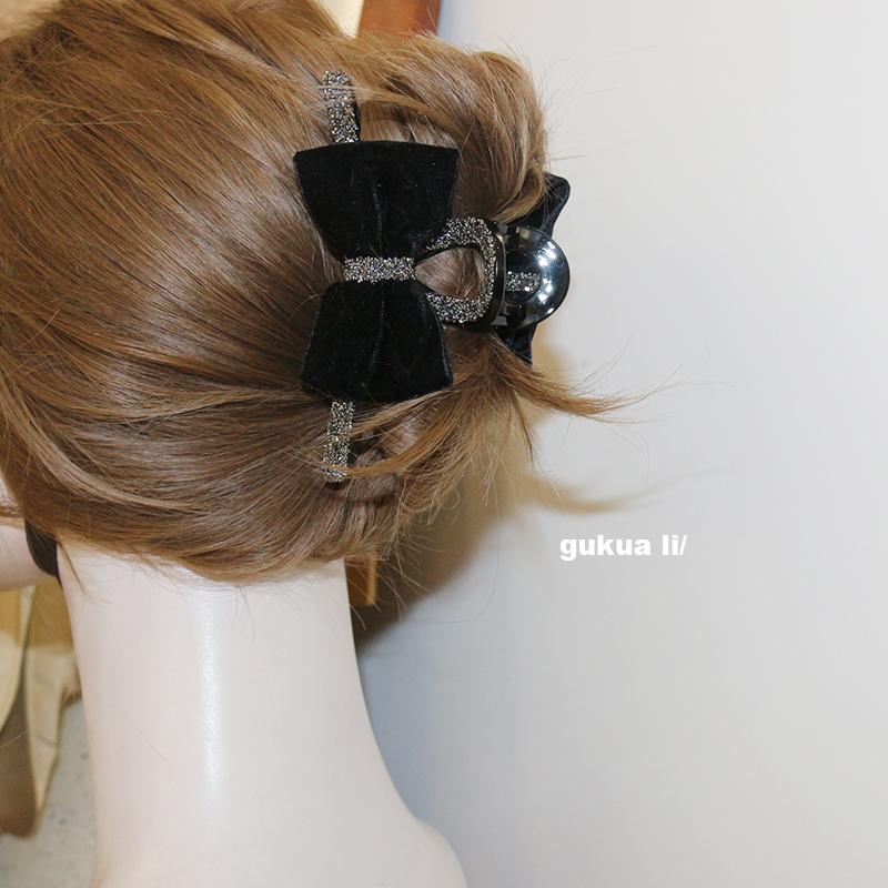 GUKUALI韩国高级感水钻丝绒发夹