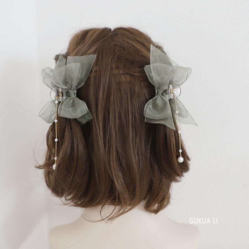 GUKUALI抓夹原创侧边蝴蝶结头饰