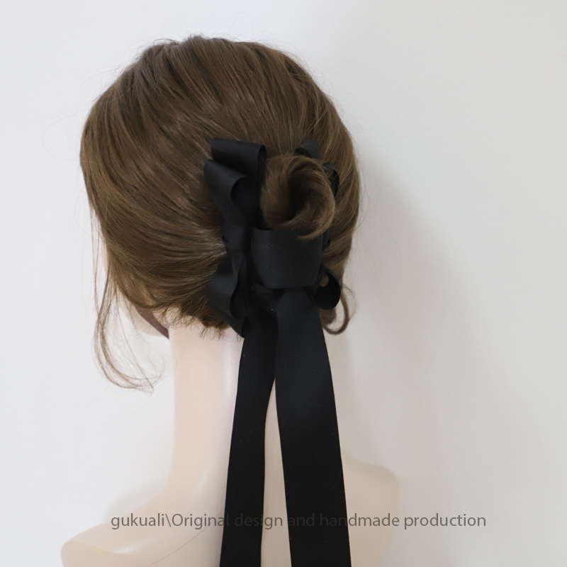 gukuali纯色蝴蝶结飘带发夹