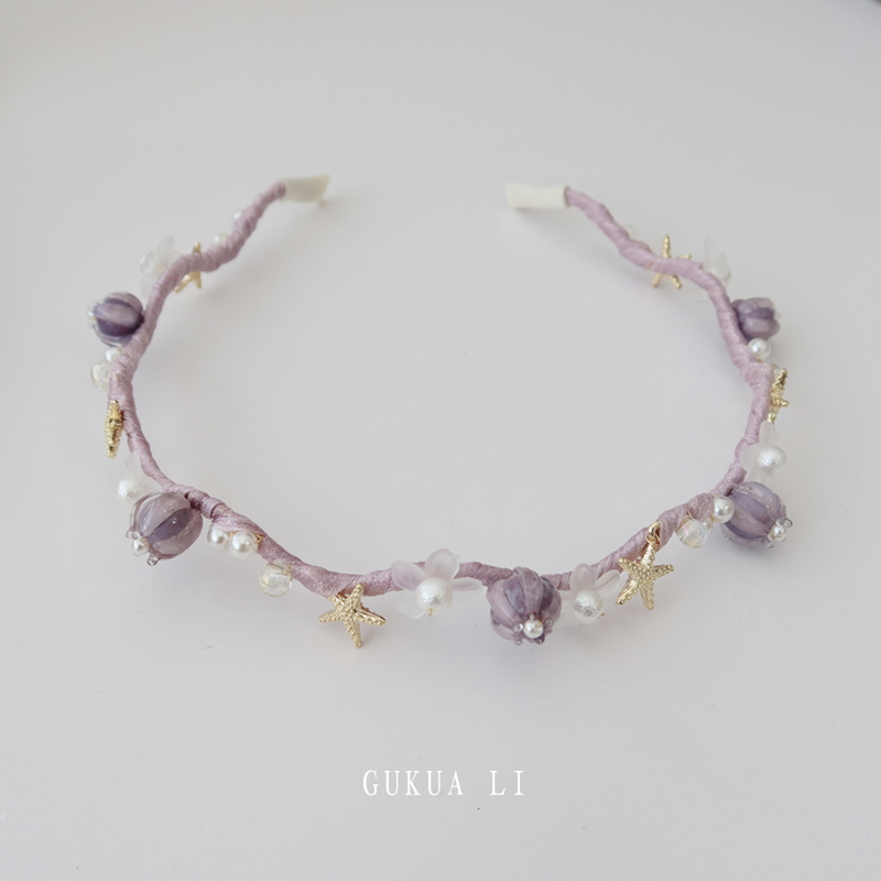 GUKUALI 2025夏季新款紫玲兰波浪发箍森系少女百搭气质头箍发饰