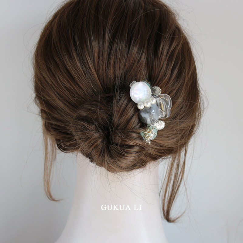 GUKUA LI 秋季新款海洋蓝半抓夹简约百搭日常后脑勺发夹发饰头饰,饰品/流行首饰/时尚饰品新,发饰,淘宝优惠券,粉丝福利购,淘宝优惠卷