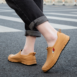 成人男装 耐磨纯色防水鞋 春夏季 男雨靴浅口防滑套鞋 轻便男靴 男雨鞋