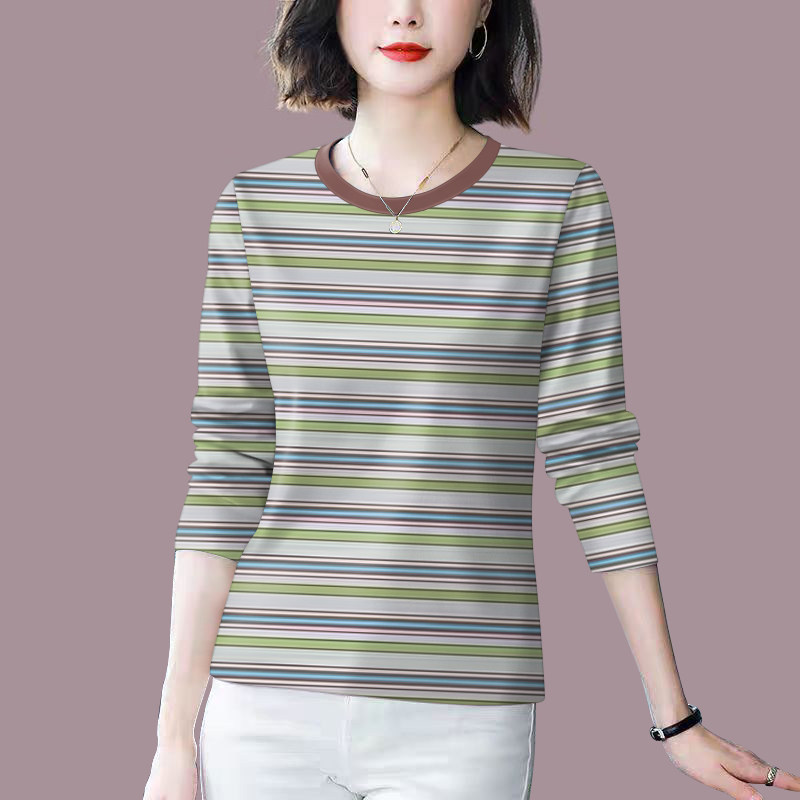 好品捡漏~早秋上衣女新款减龄条纹长袖宽松遮肚显瘦T恤女上衣潮,女装/女士精品,T恤,淘宝优惠券,粉丝福利购,淘宝优惠卷