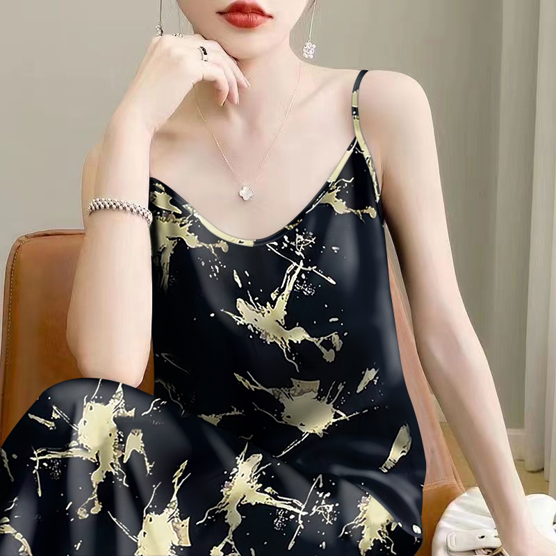 好品捡漏~夏季新款吊带裙气质女中长款减龄宽松遮肚连衣裙外穿