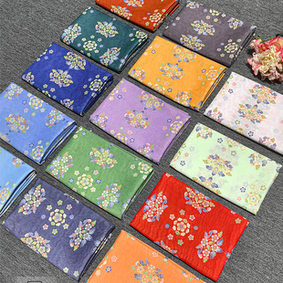 图南原创唐茶团花印花布料汉服古风襦裙童装裙面料服装设计师diy
