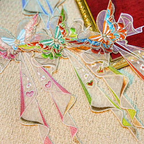 国风大蝴蝶刺绣布贴破洞修补