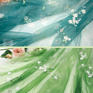 图南小梨花绣花布料汉服古风旗袍布料夏季襦裙童装娃衣面料设计师