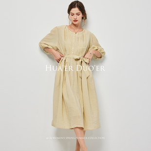 Hua'erDuo'er2024夏季新款温柔法式连衣裙女复古浪漫别致优雅裙子