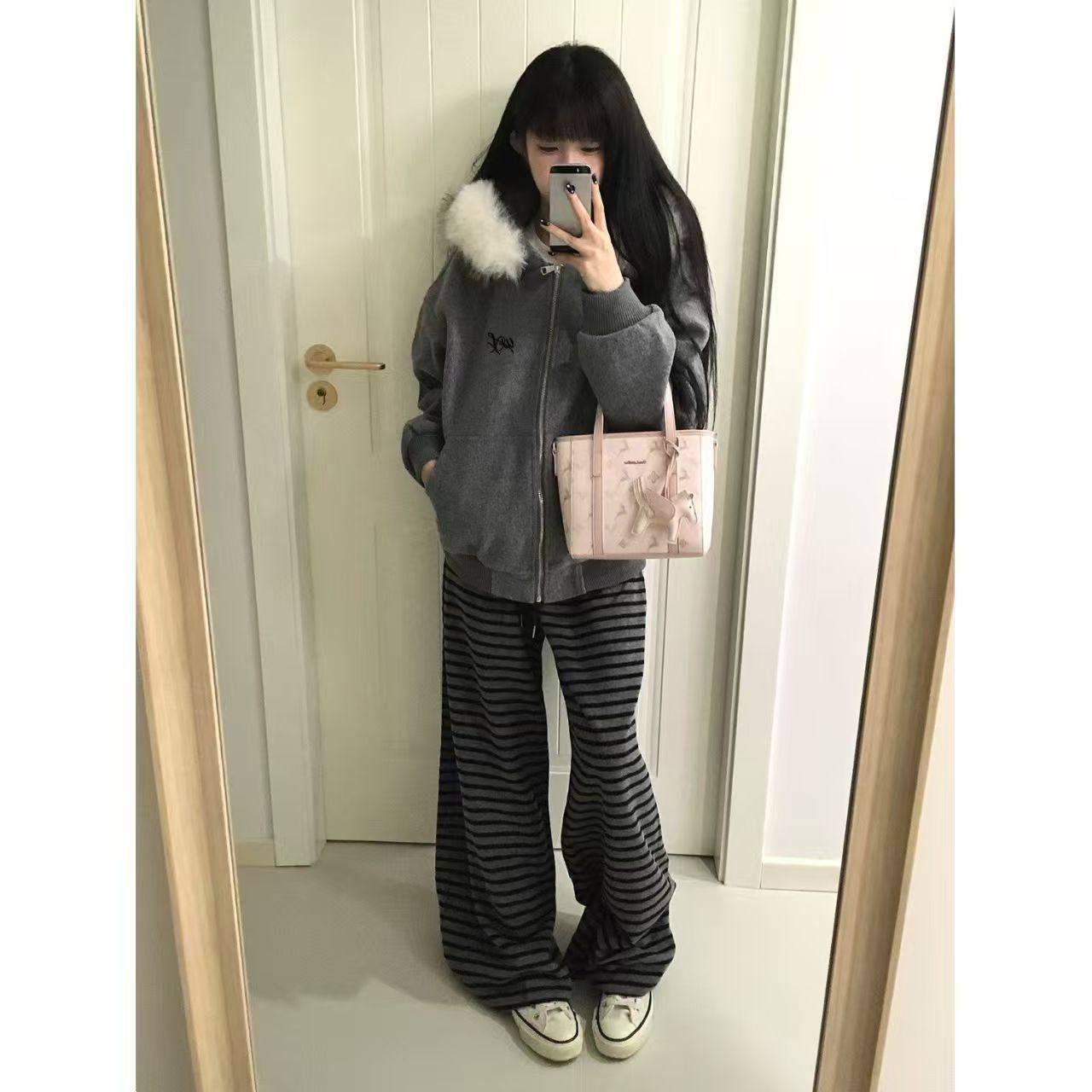 美式复古毛领连帽卫衣女2025新款秋冬慵懒感宽松灰色拉链开衫外套,女装/女士精品,卫衣/绒衫,淘宝优惠券,粉丝福利购,淘宝优惠卷