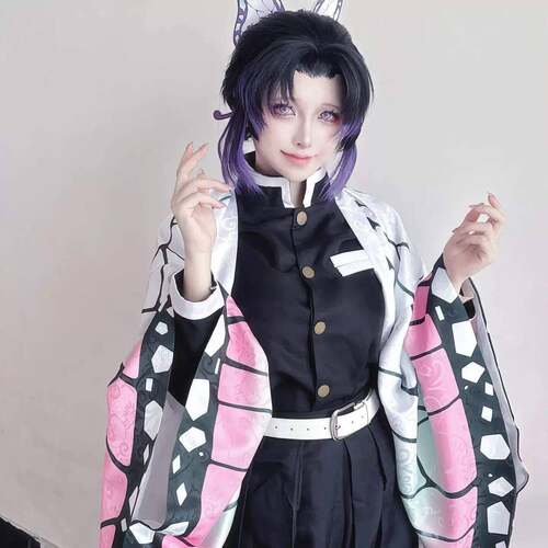 鬼灭之刃蝴蝶忍cos服套装儿童成人表演服虫柱女假发配剑道具