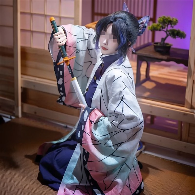 暗纹蝴蝶忍cos服暗纹羽织鬼灭之刃蝴蝶忍鬼杀队全套香奈惠cos服图片