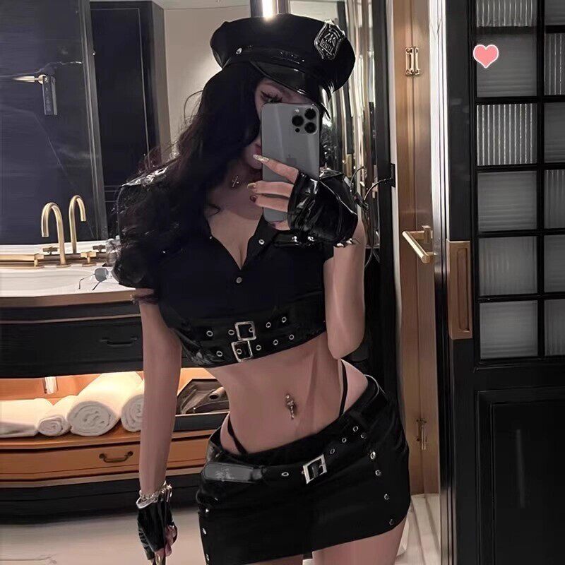 性感机车女警COS服角色扮演 夜店酒吧派对辣妹制服通勤风连衣裙