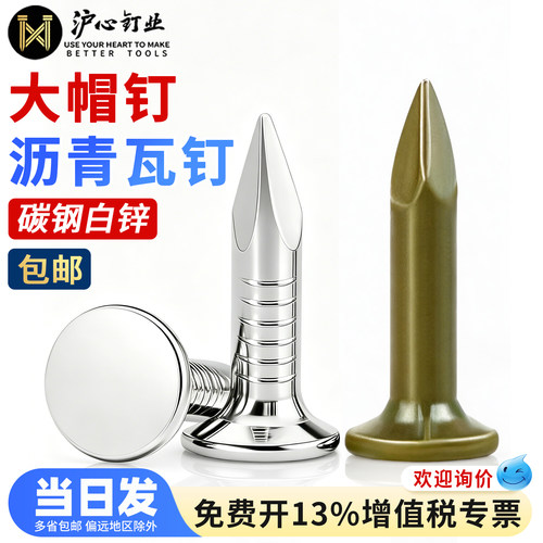 沪心白锌大帽钉钢钉水泥钉房顶玻纤瓦油毡瓦钉20 25 30mm沥青瓦钉