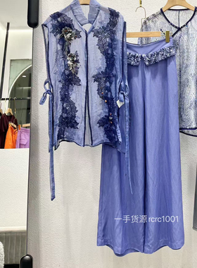 2025春夏新款时尚百搭显瘦短袖短外套女上衣潮阔腿裤