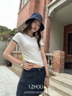 T恤潮牌上衣女 撞色圆领短袖 深圳原创品牌2026春季 新品