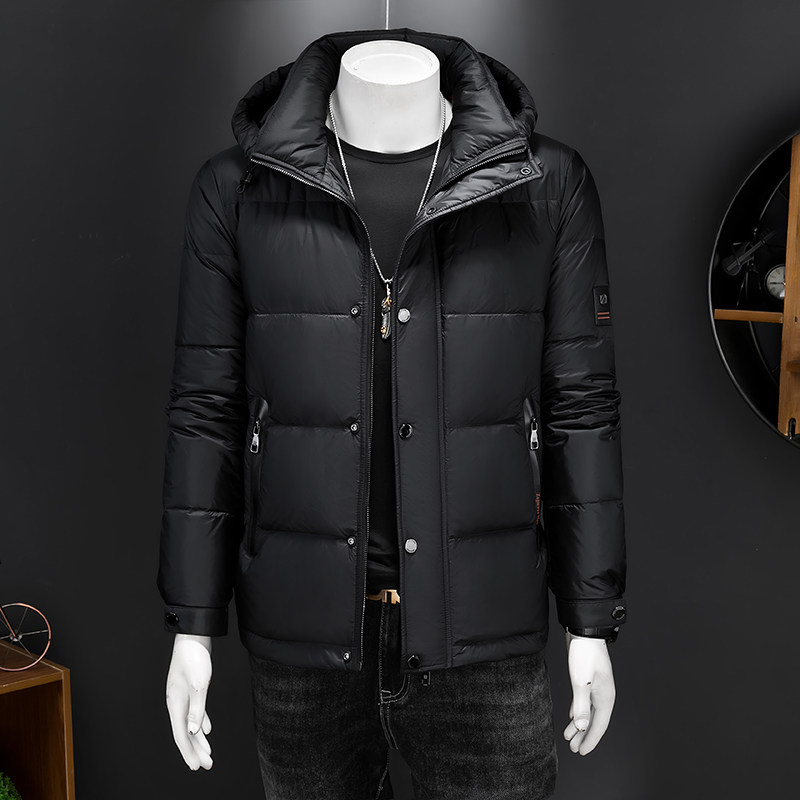 2024新款男士冬季连帽百搭羽绒服修身保暖加厚外套白鸭绒8613P330，男装羽绒服，电商D220
