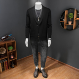 针织羊毛外套男士秋冬新款韩版修身潮流时尚翻领毛衣开衫K08P155，男装针织衫/毛衣，电商D220