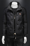 轻奢款男士冬季加厚保暖羽绒服压花修身立领外套白鸭绒8601P310，男装羽绒服，电商D220