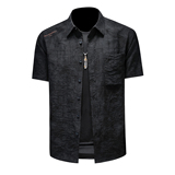 2026年男夏季新款薄款亚麻料短袖宽松衬衫外套时尚衬衣6155P125，男装T恤，电商D220