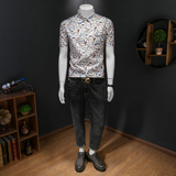 2026年男夏季新款薄款字母印花短袖宽松衬衫外套时尚衬衣6018P125，男装T恤，电商D220