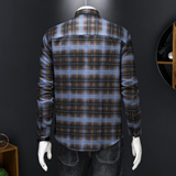 2026年男士春秋季新款格子长袖宽松衬衫外套时尚修身衬衣025P135，男装衬衫，电商D220