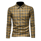 2024年男春秋季新款格子长袖衬衫时尚潮牌修身印花衬衣A9132P135，男装衬衫，电商D220