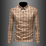 2026年男春秋季新款格子长袖衬衫时尚潮牌修身印花衬衣A9202P130，男装衬衫，电商D220