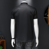 2026男潮流新款修身莫代尔暗花纹印花衬衣青年短袖衬衫H3356P120，男装T恤，电商D220