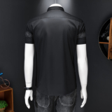 2026男潮流新款修身莫代尔暗花纹印花衬衣青年短袖衬衫H3363P120，男装T恤，电商D220