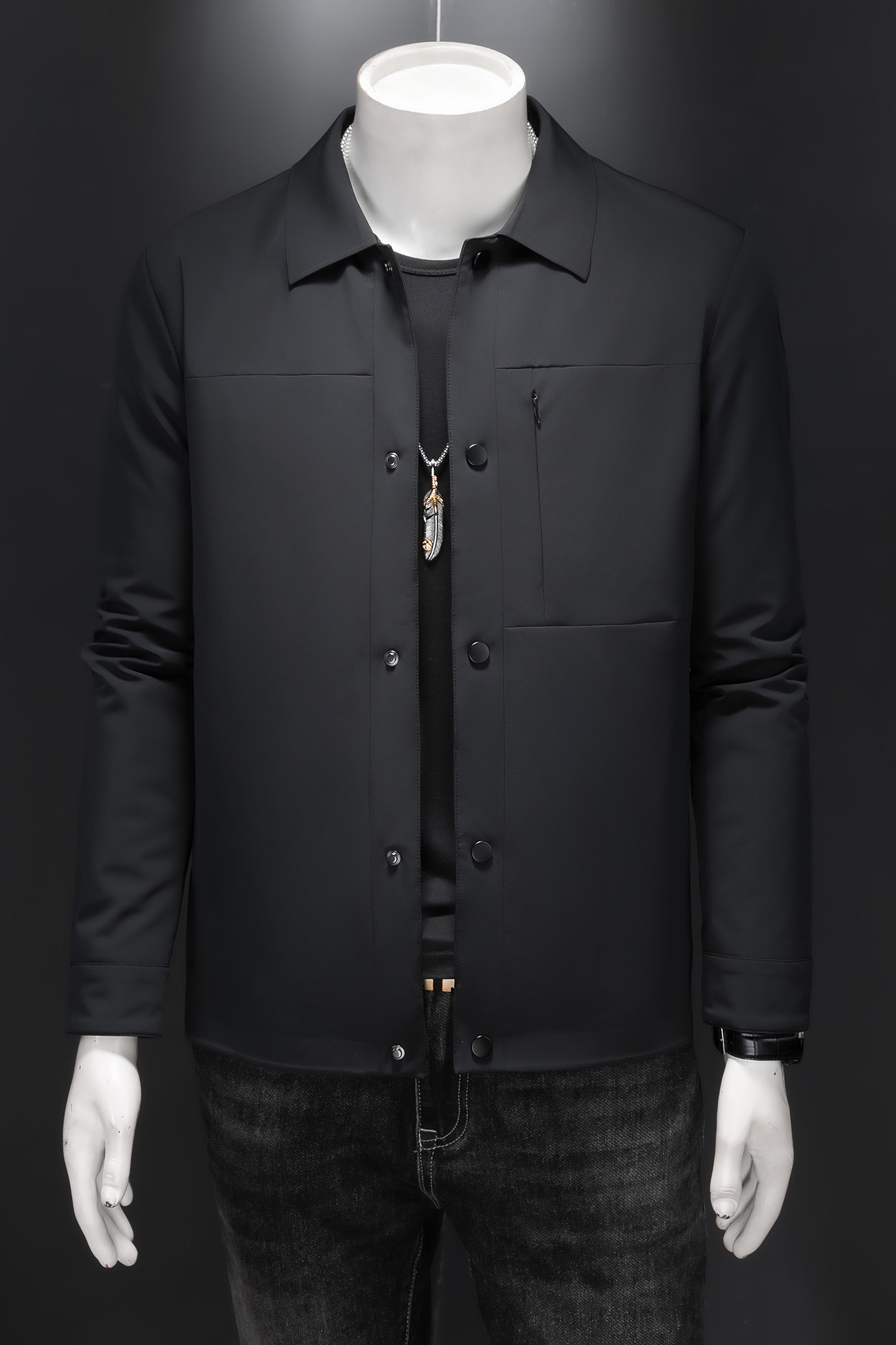 2025男士冬季新品短款羽绒服潮流纯翻领商务休闲修身外套5270P280,男装羽绒服,电商D220