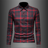 2026年男士春秋新款格子长袖衬衫时尚潮牌修身印花衬衣A0888P130，男装衬衫，电商D220