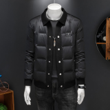 2025男士冬季新品短款羽绒服潮流翻领轻奢风休闲修身外套8861P335，男装羽绒服，电商D220