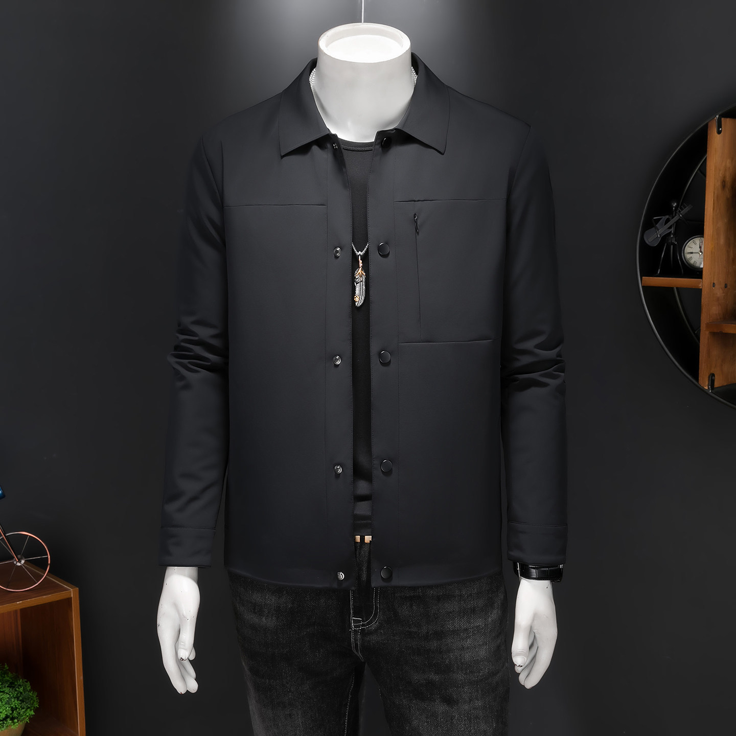 2025男士冬季新品短款羽绒服潮流纯翻领商务休闲修身外套5270P280,男装羽绒服,电商D220