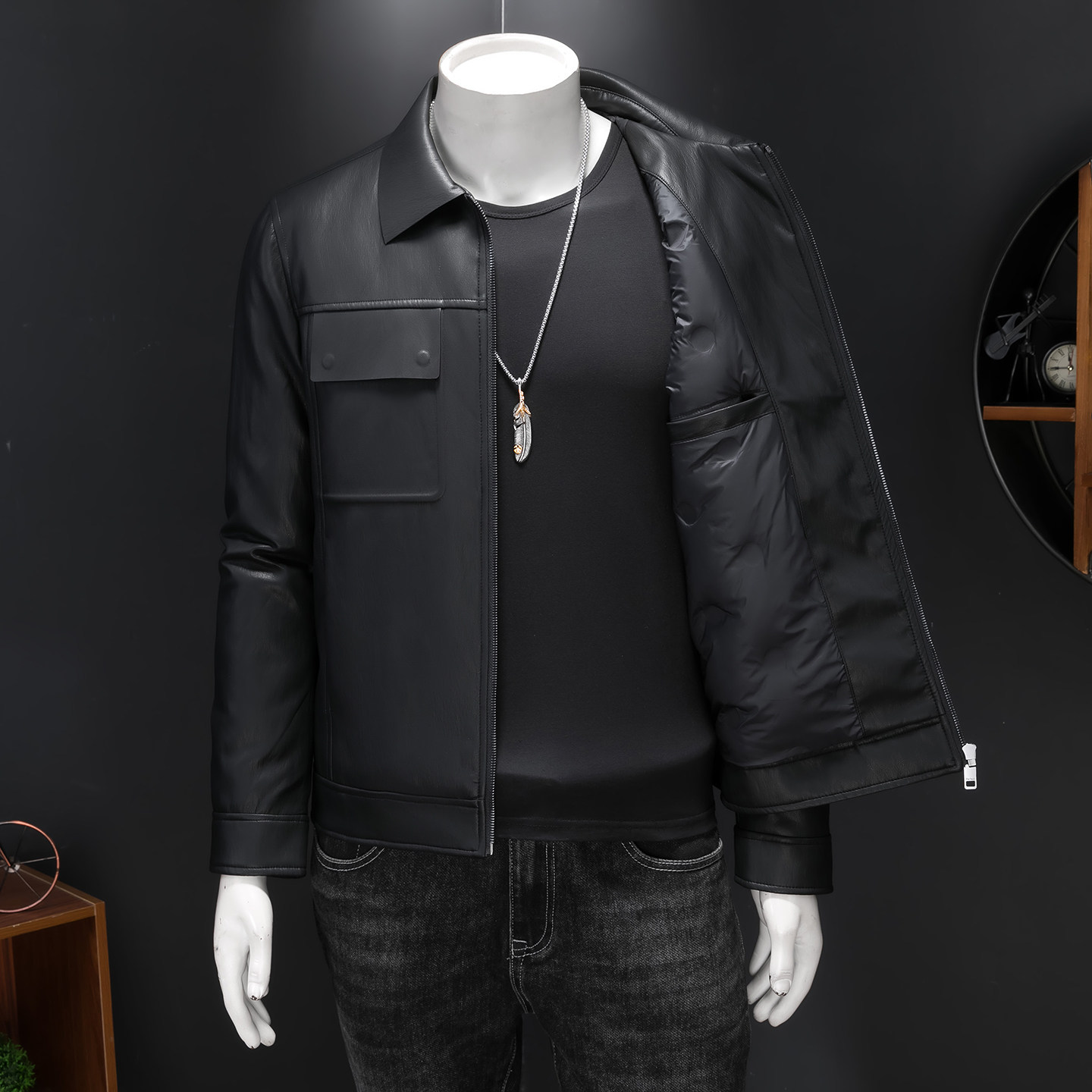 2025男冬季短款羽绒服潮流翻领欧货轻奢风休闲修身外套88920P335,男装羽绒服,电商D220