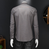 2026年男春秋季新款格子长袖衬衫时尚潮牌修身印花衬衣A9253P130，男装衬衫，电商D220