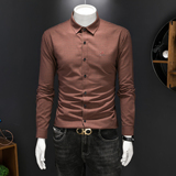 2026年男春秋季新款格子长袖衬衫时尚潮牌修身印花衬衣A9235P130，男装衬衫，电商D220