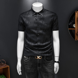 2026男潮流新款修身莫代尔字母印花纹衬衣青年短袖衬衫H3558P125，男装T恤，电商D220