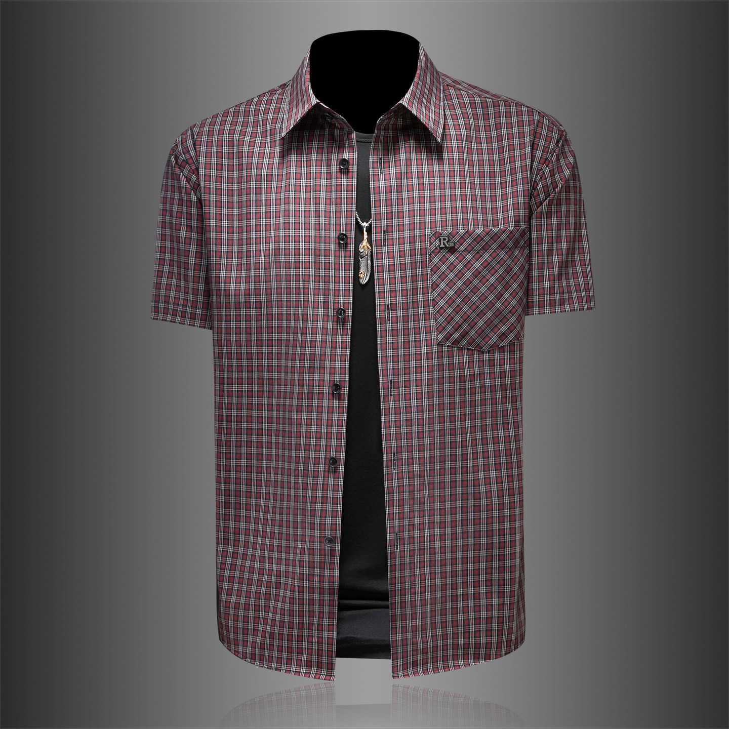 2026年男夏季新款薄款格子短袖宽松衬衫外套时尚衬衣6177P125，男装T恤，电商D220