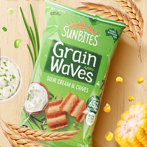 SUNBITES澳大利亚进口奶油香葱甜辣味波浪形谷物片薯片170gX2袋