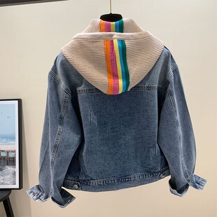 牛仔衣 潮ins可拆卸帽子网红工装 牛仔外套女2025春秋新款 宽松韩版