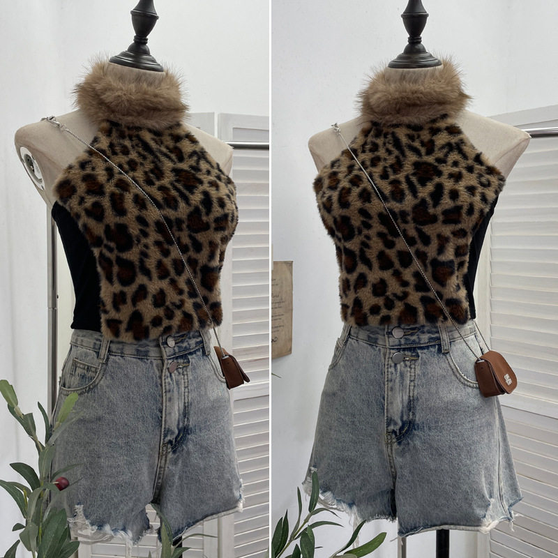 实拍 性感辣妹豹纹露肩挂脖修身背心吊带短款修身无袖上衣女93061,女装/女士精品,抹胸,淘宝优惠券,粉丝福利购,淘宝优惠卷