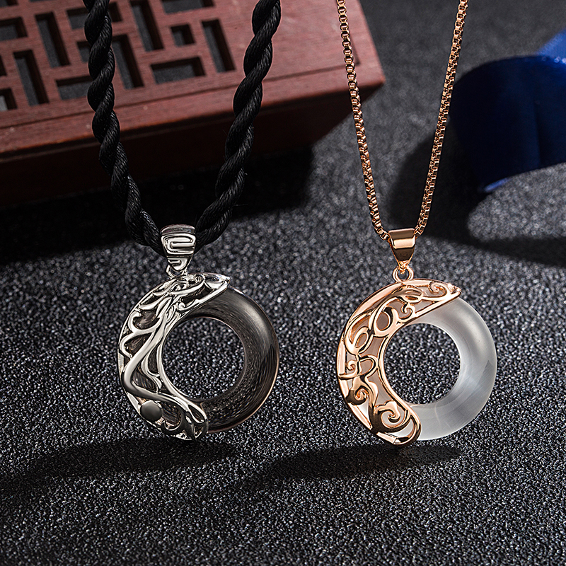 男女十二生肖项链天然黑曜石吊坠