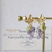 售完无补 蓝莓葡萄 原创手作复古精致捷克珠琉璃紫葡萄耳环耳夹