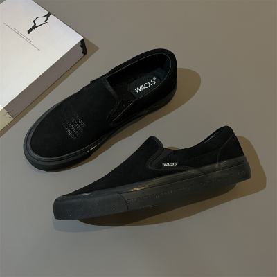 NBHD联名低帮复古全麂皮一脚蹬翻毛皮纯黑黑武士休闲鞋板鞋懒人鞋