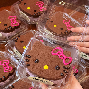 小蛋糕甜品KT猫打包盒可爱卡通hellokitty蛋糕包装盒烘焙盒子