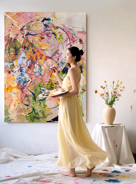 MUMO.原创手绘油画《心绪翩跹》侘寂玄关艺术抽象挂画高档装饰画