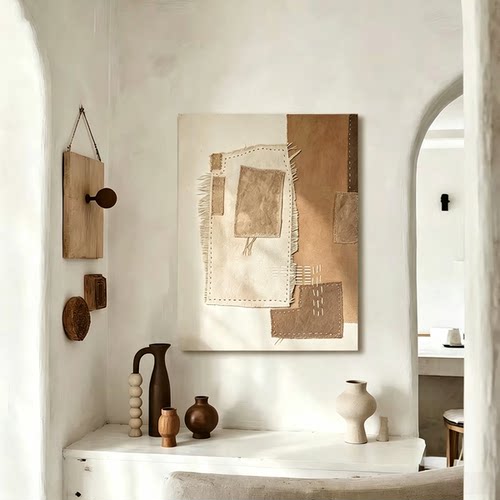 MUMO.纯手绘油画现代抽象意式客厅玄关装饰画立体肌理有框高端